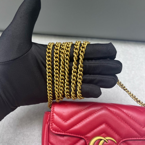 Gucci Super Mini GG Marmont Calfskin Red