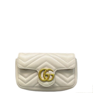 Gucci Super Mini GG Marmont Calfskin Beige Mystic White