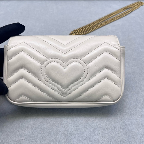 Gucci Super Mini GG Marmont Calfskin Beige Mystic White