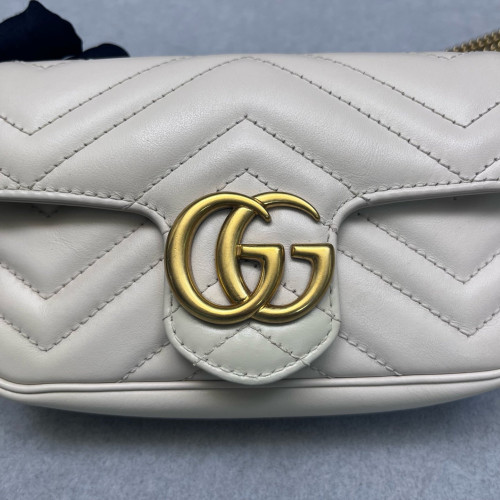 Gucci Super Mini GG Marmont Calfskin Beige Mystic White