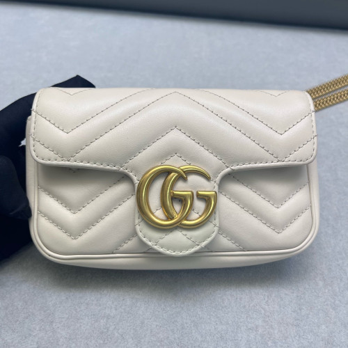 Gucci Super Mini GG Marmont Calfskin Beige Mystic White