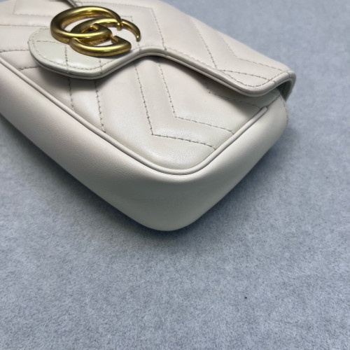 Gucci Super Mini GG Marmont Calfskin Beige Mystic White