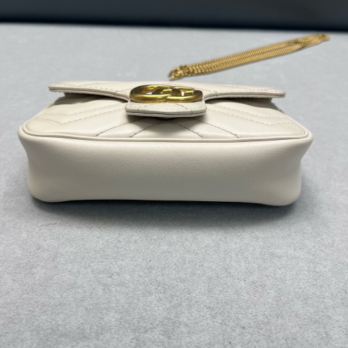 Gucci Super Mini GG Marmont Calfskin Beige Mystic White