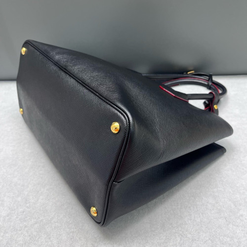 Prada Large Double Handle Bag Saffiano Calfskin Black