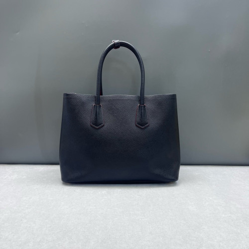 Prada Large Double Handle Bag Saffiano Calfskin Black