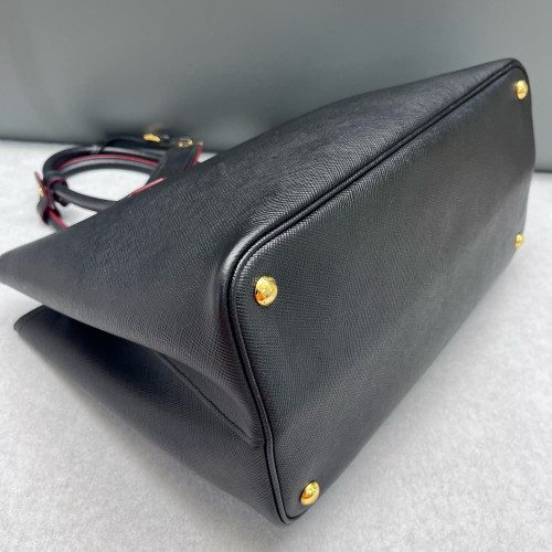 Prada Large Double Handle Bag Saffiano Calfskin Black