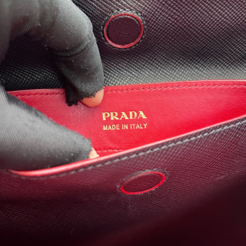 Prada Large Double Handle Bag Saffiano Calfskin Black