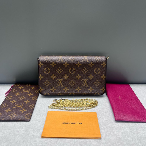 Louis Vuitton Pochette Felicie Chain Wallet Monogram Brown