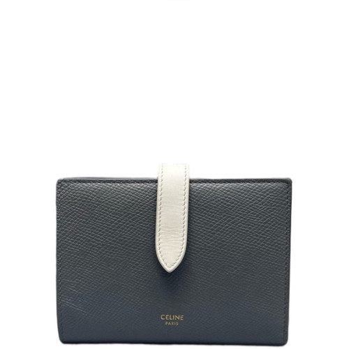 Celine Compact Wallet Calfskin White Grey Celine Compact Wallet Calfskin White Grey