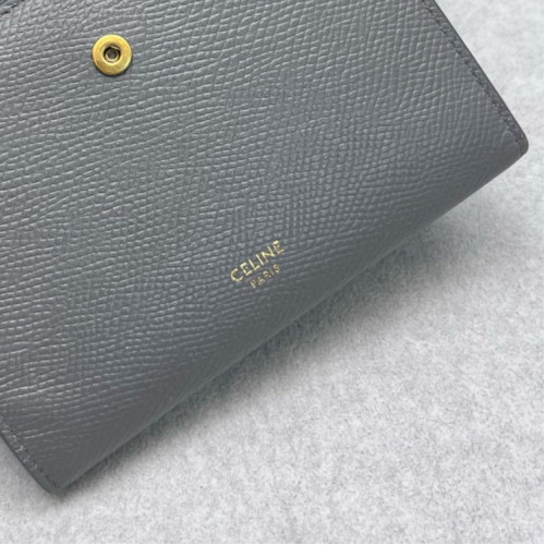 Celine Compact Wallet Calfskin White Grey Celine Compact Wallet Calfskin White Grey
