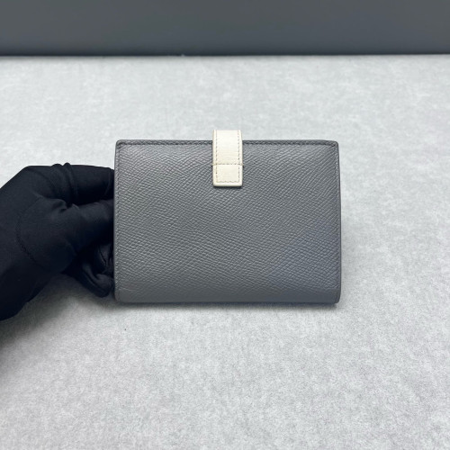 Celine Compact Wallet Calfskin White Grey Celine Compact Wallet Calfskin White Grey