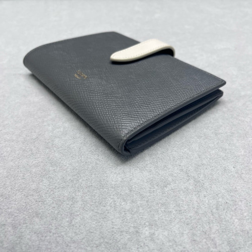 Celine Compact Wallet Calfskin White Grey Celine Compact Wallet Calfskin White Grey