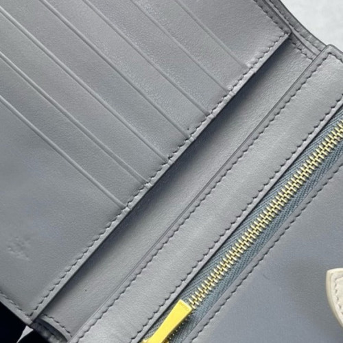 Celine Compact Wallet Calfskin White Grey Celine Compact Wallet Calfskin White Grey