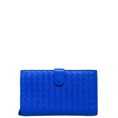 Bottega Veneta Continental Wallet Lambskin Intrecciato Nappa Blue