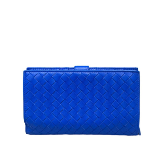Bottega Veneta Continental Wallet Lambskin Intrecciato Nappa Blue