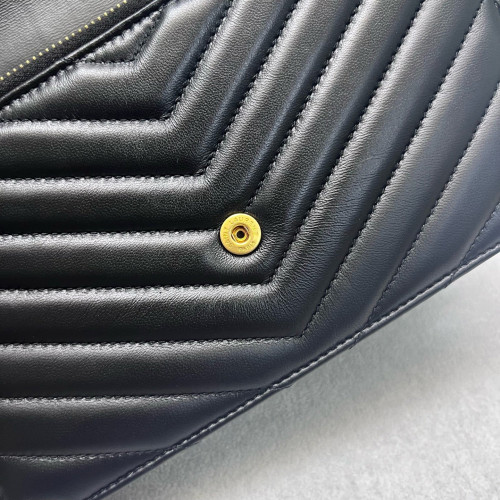Yves Saint Laurent Small Envelope Chain Wallet Calfskin Black