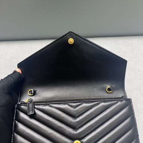 Yves Saint Laurent Small Envelope Chain Wallet Calfskin Black