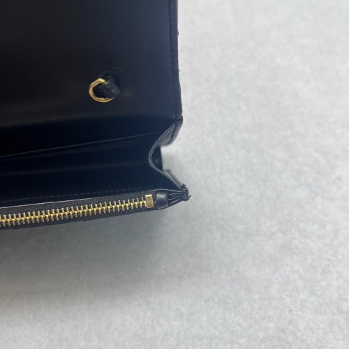 Yves Saint Laurent Small Envelope Chain Wallet Calfskin Black