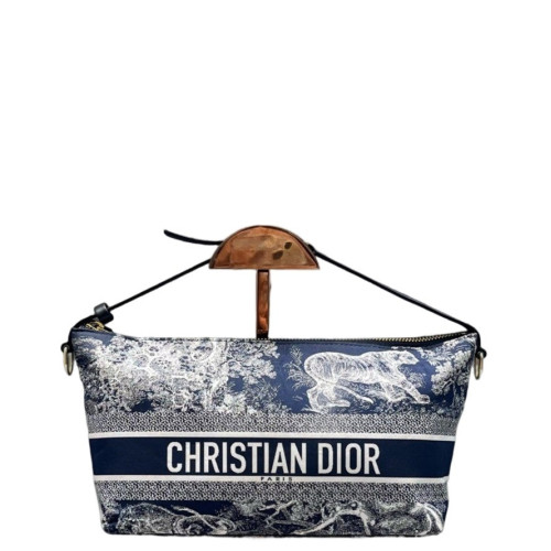 Dior Diortravel Nomad Pouch Canvas Calfskin Navy Blue White