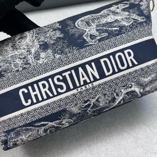 Dior Diortravel Nomad Pouch Canvas Calfskin Navy Blue White