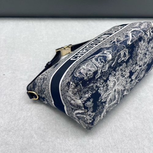 Dior Diortravel Nomad Pouch Canvas Calfskin Navy Blue White