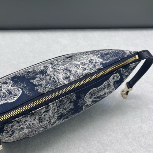 Dior Diortravel Nomad Pouch Canvas Calfskin Navy Blue White