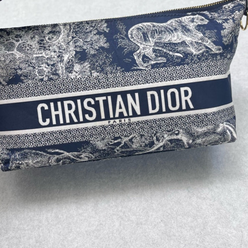 Dior Diortravel Nomad Pouch Canvas Calfskin Navy Blue White