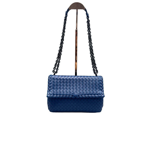 Bottega Veneta Medium Olimpia Shoulder Bag Calfskin Intrecciato Blue