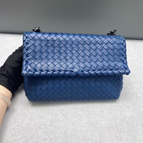 Bottega Veneta Medium Olimpia Shoulder Bag Calfskin Intrecciato Blue