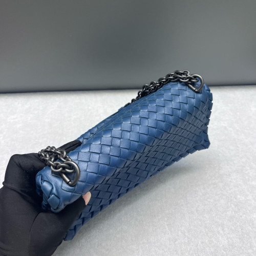 Bottega Veneta Medium Olimpia Shoulder Bag Calfskin Intrecciato Blue