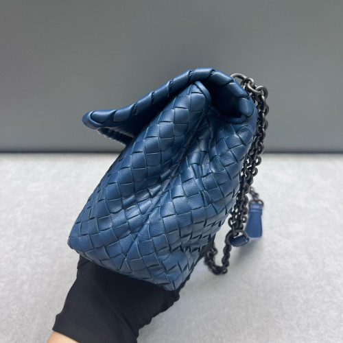 Bottega Veneta Medium Olimpia Shoulder Bag Calfskin Intrecciato Blue