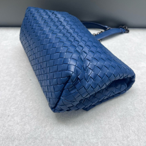 Bottega Veneta Medium Olimpia Shoulder Bag Calfskin Intrecciato Blue