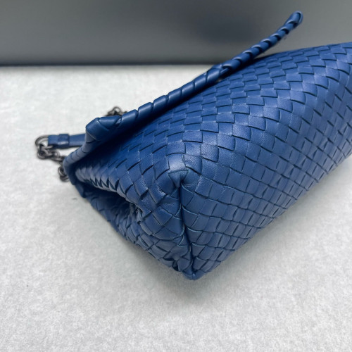 Bottega Veneta Medium Olimpia Shoulder Bag Calfskin Intrecciato Blue