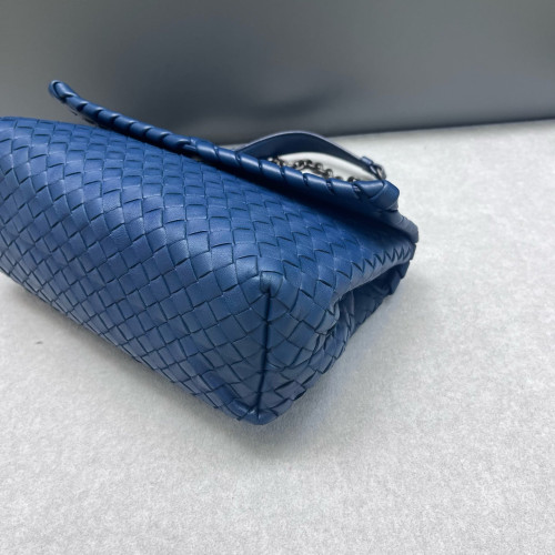 Bottega Veneta Medium Olimpia Shoulder Bag Calfskin Intrecciato Blue