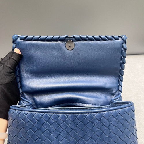 Bottega Veneta Medium Olimpia Shoulder Bag Calfskin Intrecciato Blue