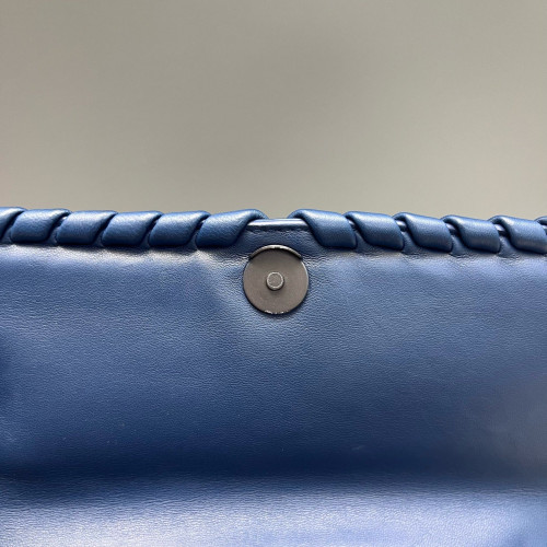Bottega Veneta Medium Olimpia Shoulder Bag Calfskin Intrecciato Blue