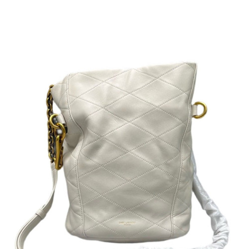 Yves Saint Laurent Le Maillon Bucket Bag Lambskin White Yves Saint Laurent Le Maillon Bucket Bag Lambskin White