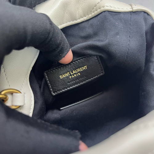 Yves Saint Laurent Le Maillon Bucket Bag Lambskin White Yves Saint Laurent Le Maillon Bucket Bag Lambskin White