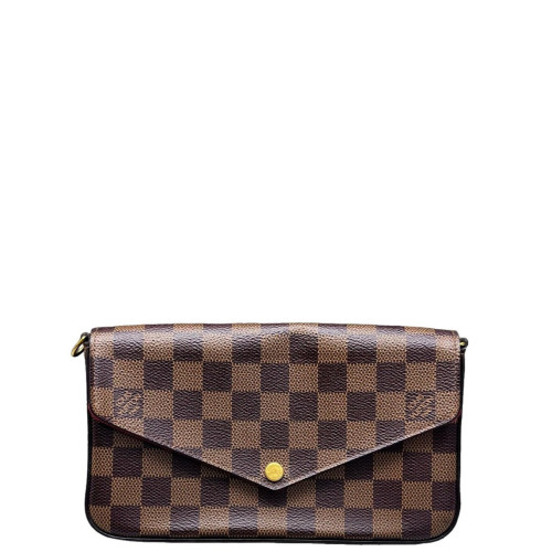 Louis Vuitton Pochette Felicie Chain Wallet Damier Ebene Brown