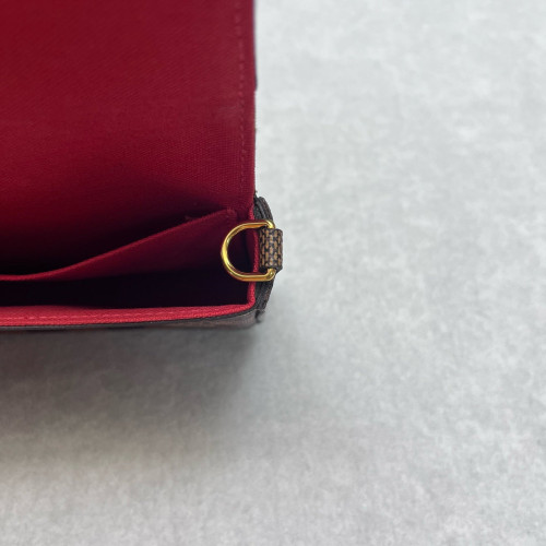 Louis Vuitton Pochette Felicie Chain Wallet Damier Ebene Brown