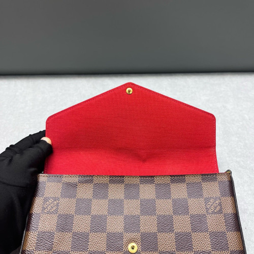 Louis Vuitton Pochette Felicie Chain Wallet Damier Ebene Brown