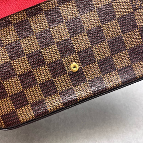 Louis Vuitton Pochette Felicie Chain Wallet Damier Ebene Brown