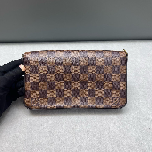 Louis Vuitton Pochette Felicie Chain Wallet Damier Ebene Brown