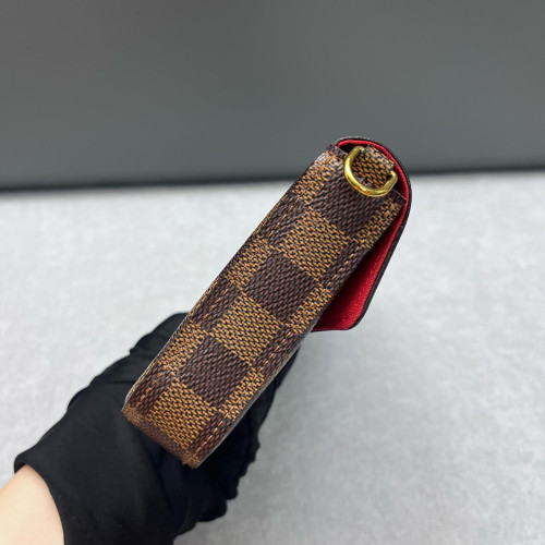 Louis Vuitton Pochette Felicie Chain Wallet Damier Ebene Brown