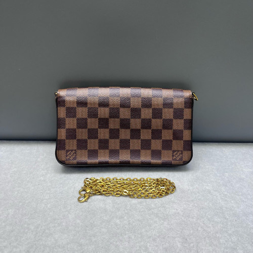 Louis Vuitton Pochette Felicie Chain Wallet Damier Ebene Brown