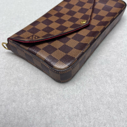 Louis Vuitton Pochette Felicie Chain Wallet Damier Ebene Brown