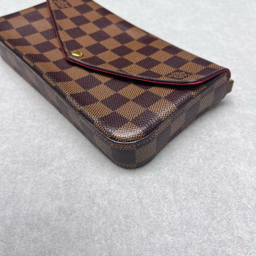 Louis Vuitton Pochette Felicie Chain Wallet Damier Ebene Brown