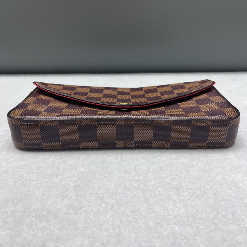 Louis Vuitton Pochette Felicie Chain Wallet Damier Ebene Brown