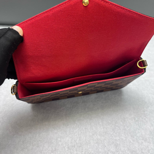 Louis Vuitton Pochette Felicie Chain Wallet Damier Ebene Brown