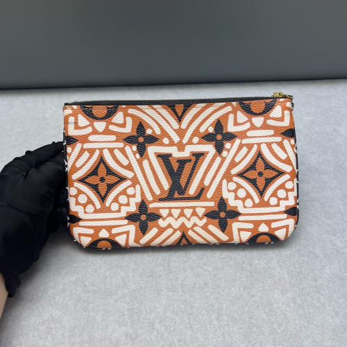 Louis Vuitton Double Zip Pochette Monogram Giant Brown White Black